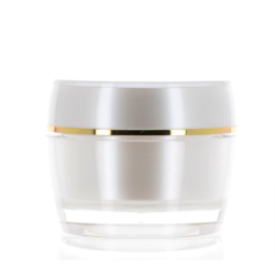 10ml to 40ml PP/PMMA, Pearl White & Gold Jars  (SKU: APG-0201-10-WT)